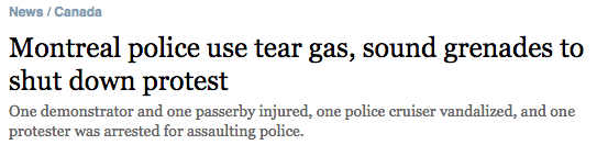 Montreal police use tear gas, sound grenades to shut down protest